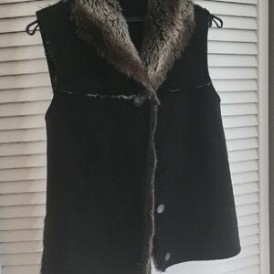 Women's Black Faux Fur Vest